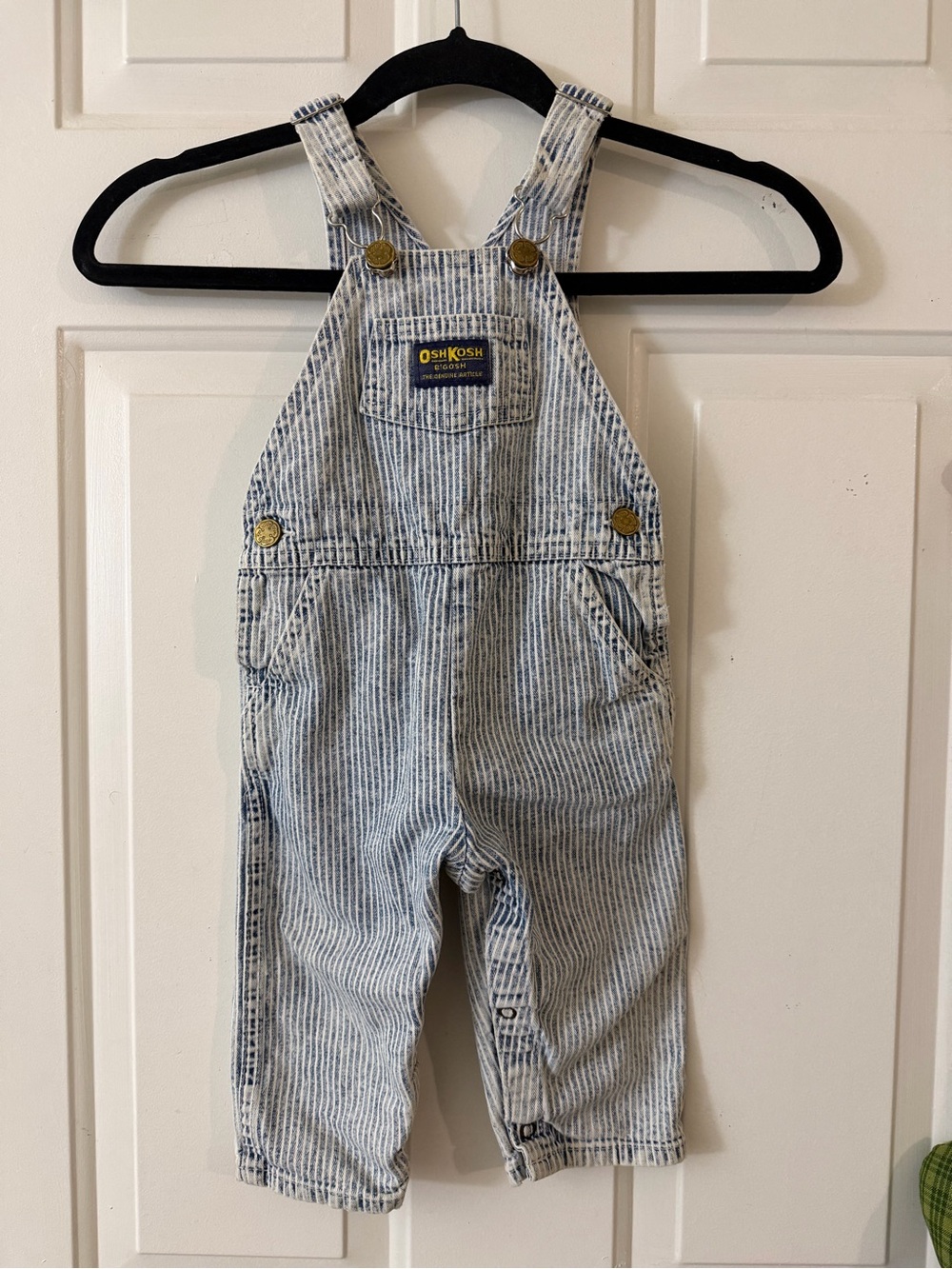 Vintage OSHKOSH B’GOSH Toddler Railroad Striped Overalls Made In USA 24 months